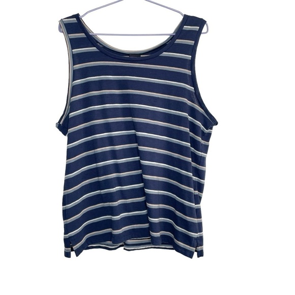 Patagonia Mainstay Blue Womens Tank Top Striped Size Large - Picture 1 of 6